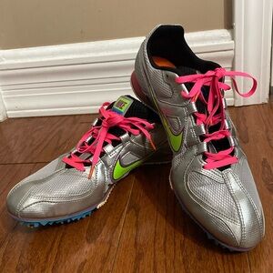 Nike Zoom Rival Md Track/golf Shoes Silver/fluorescent pink & green -  Size-9.5W